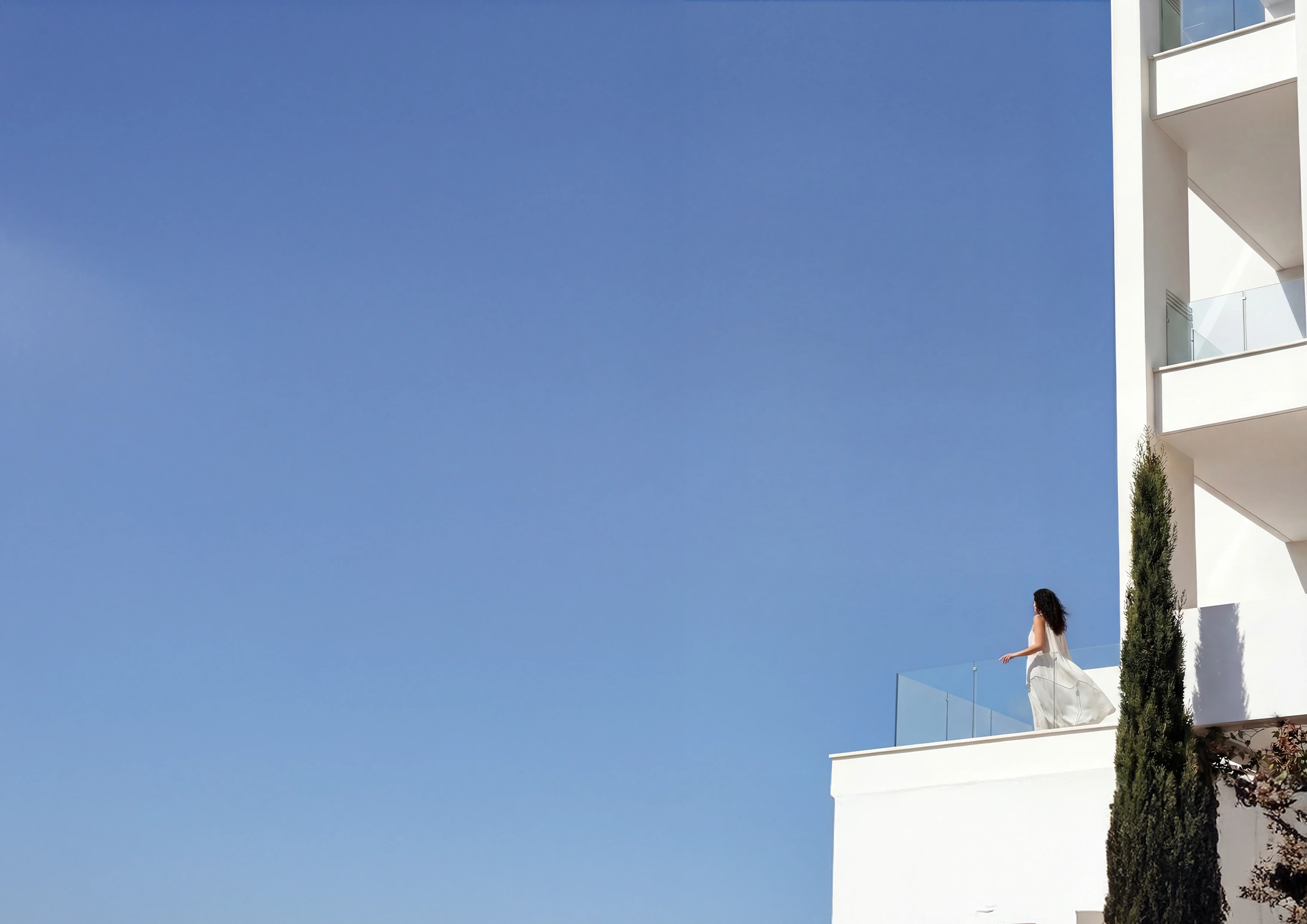 Anemi Hotel & Suites terrace and Mediterranean sea view at sunset, Paphos Cyprus
